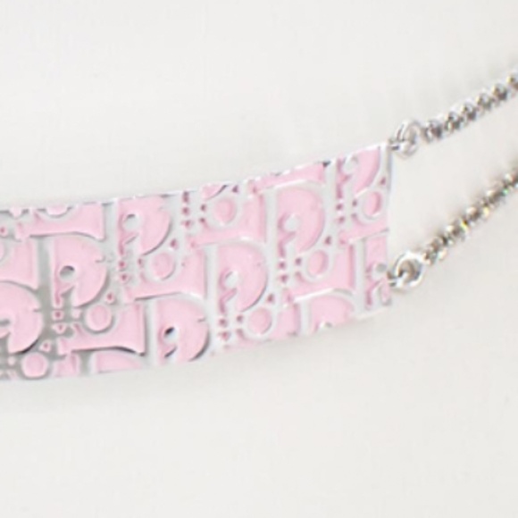 Christian Dior RARE trotter pink collar necklace silver w/ box and tags - Picture 4 of 6